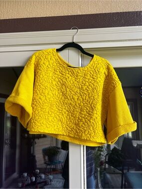 H&M Yellow Textured Cropped Sweater